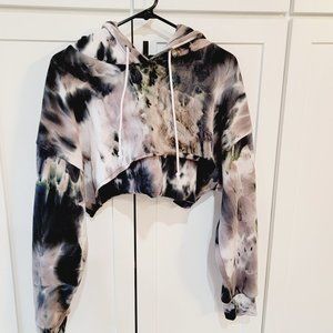 Rue21 tie dye blue and grey cropped hoodie Junior 2X XXL soft